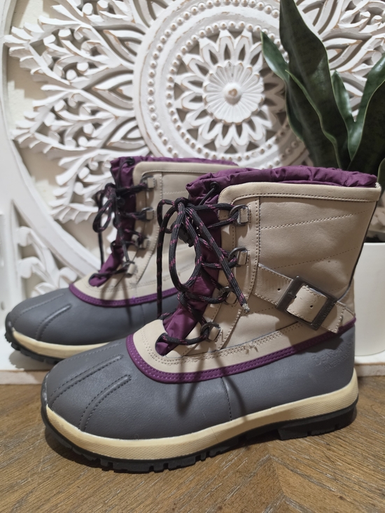 BearPaw Shoes - Bearpaw Waterproof Winter Boots in Gray, Beige & Purple Womens Size 7